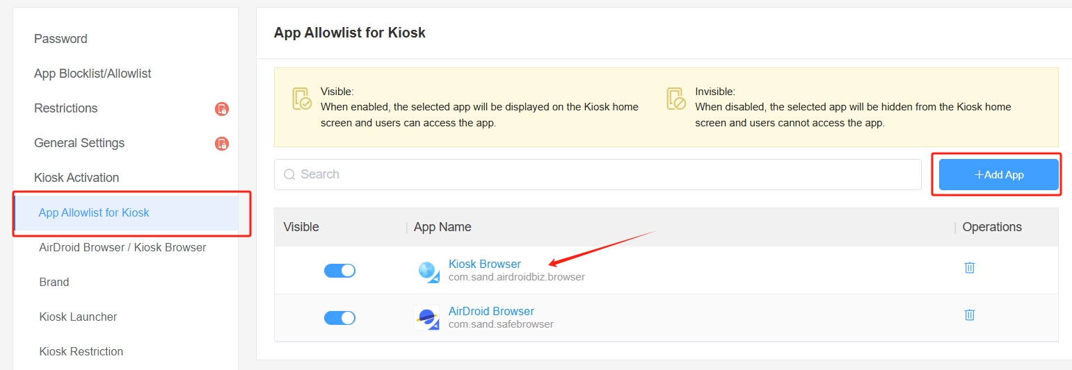 Add Kiosk Browser