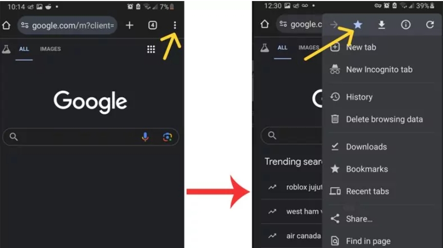 Bookmark pages on Chrome