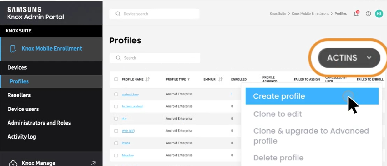 Knox Create Profile