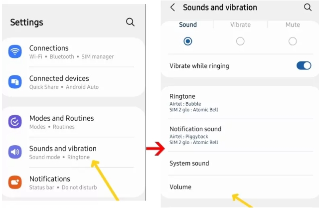 Step 1-find volume seetings android