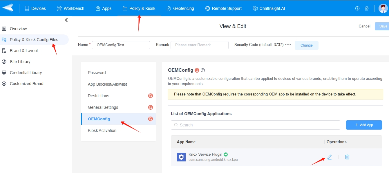 Via Policy and OEMConfig Settings