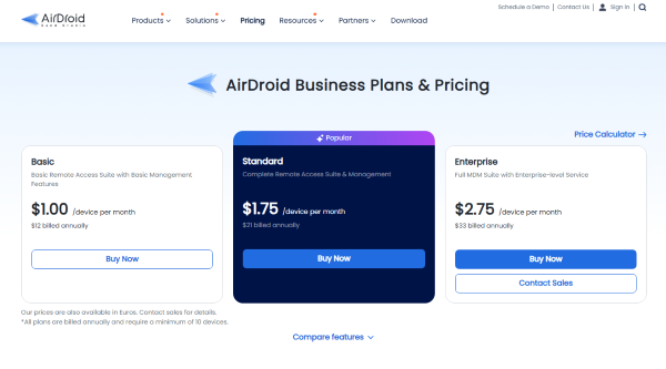 airdroid-business-pricing-plans