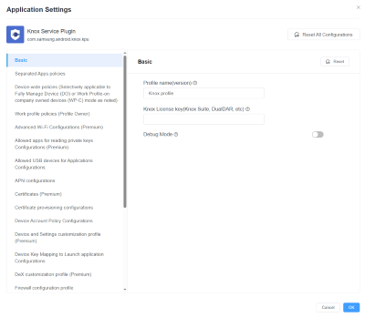 application settings of ksp