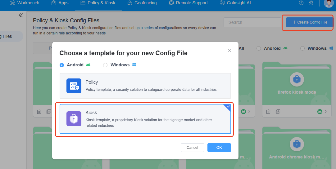 airdroid business kiosk config