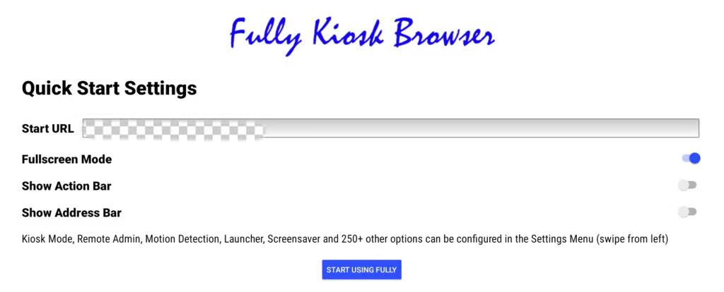 fully kiosk start url