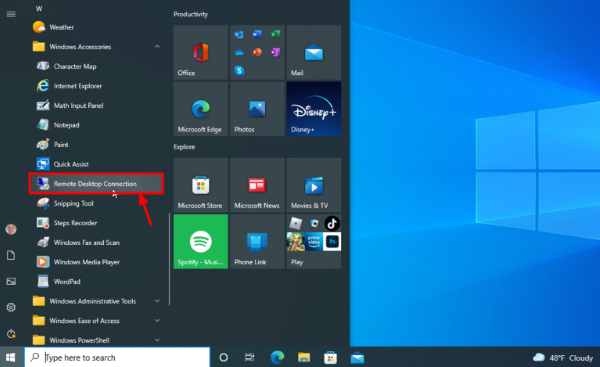 open-remote-desktop-connection