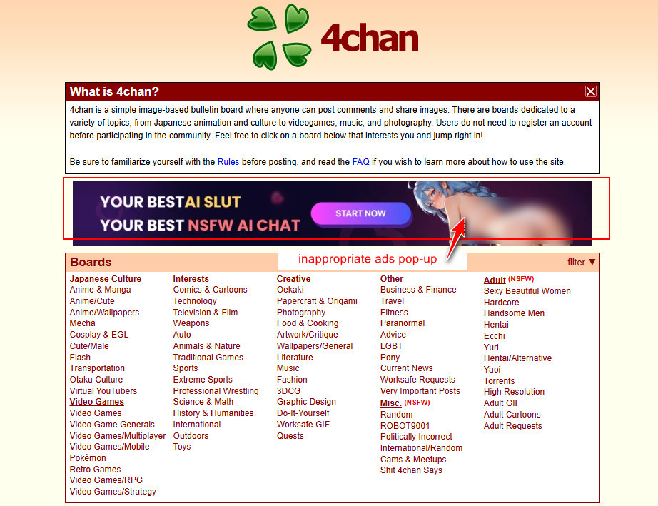 4chan uygunsuz reklamlar