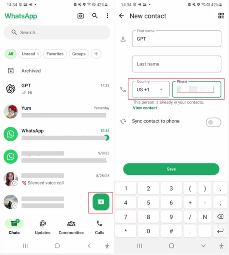 add ChatGPT WhatsApp official number