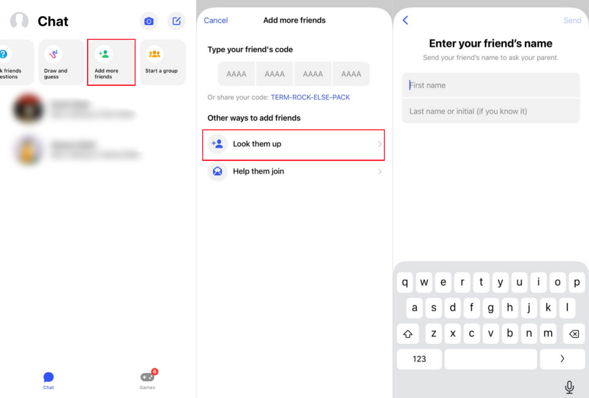 add more friends on messenger kids
