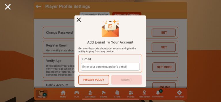add parent email on Rec Room