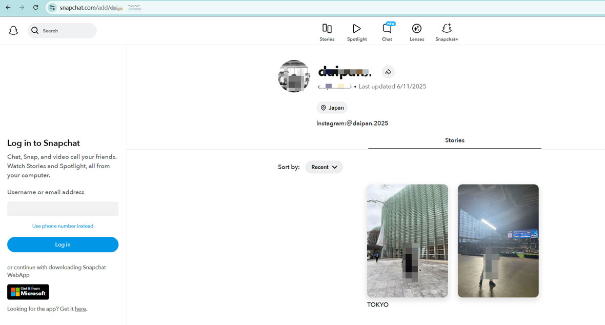 add Snapchat username to Snapcht quick add website to search directly