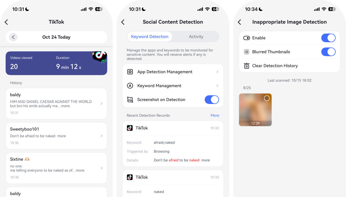 airdroid detect tiktok content