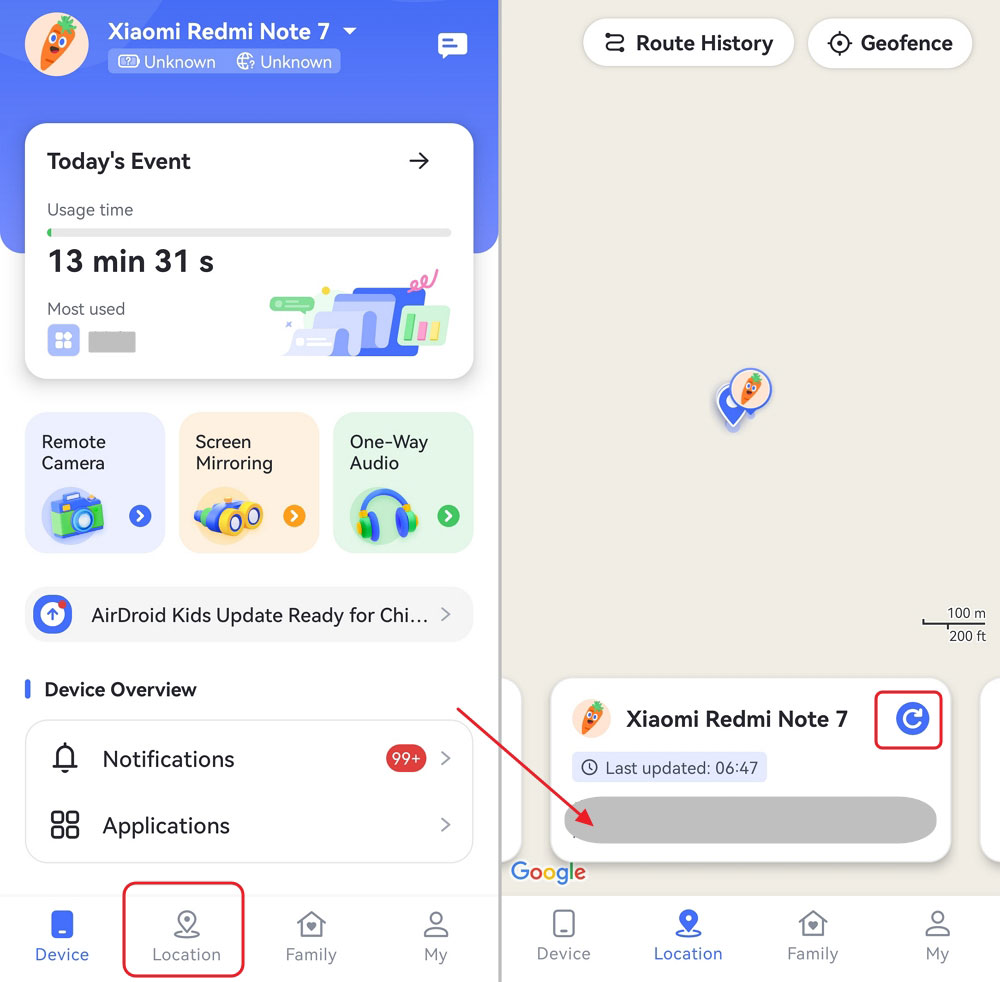 AirDroid localizza telefono Xiaomi