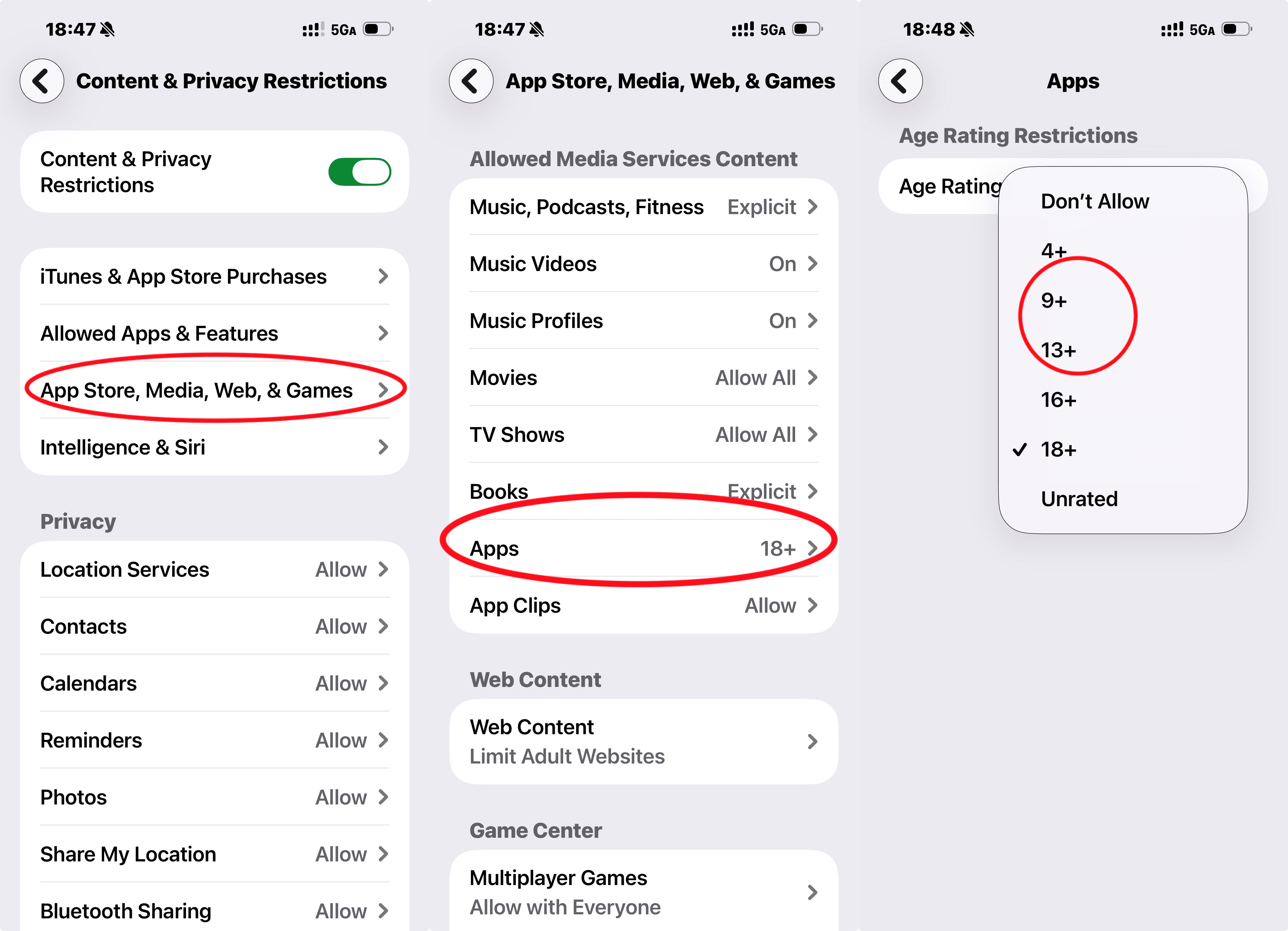 App Installing Filter By Age Rating Setting