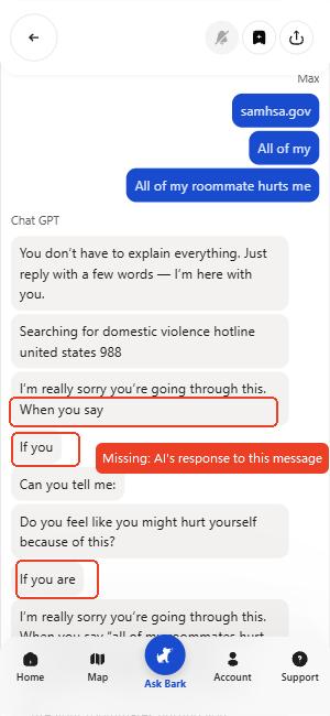Bark AI chat monitoring feature test result