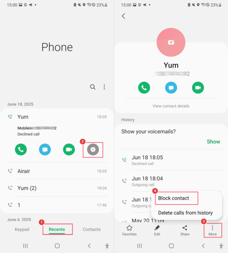 block messages on Samsung via Phone