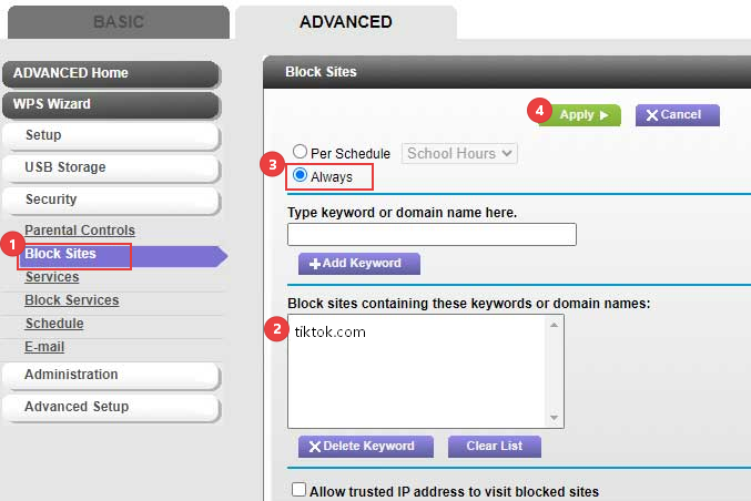 block TikTok on Netgear