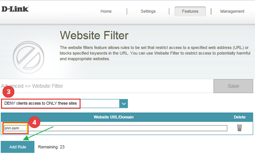 block websites on D-Link