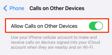 calls on other devices