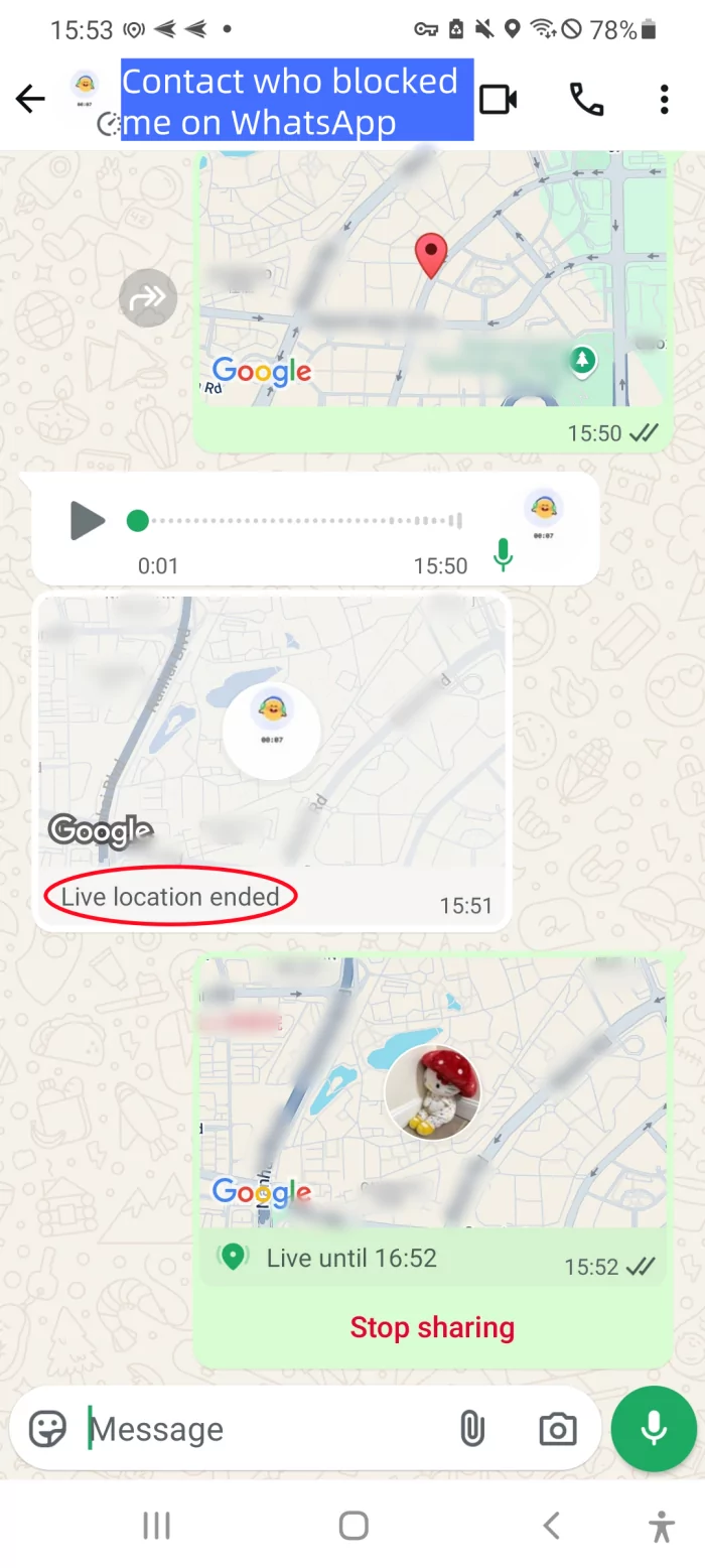 can you see location after being blocked on whatsapp