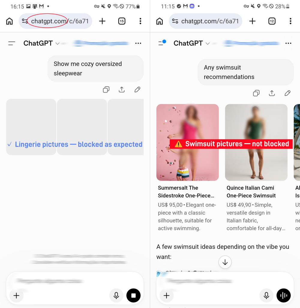 Canopy AI filtering feature test result