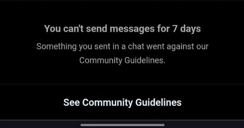 Can't send message on instagram for 7 days