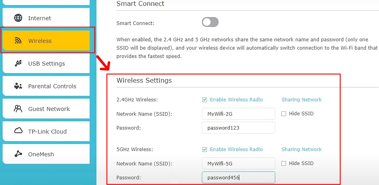 change WIFI password router