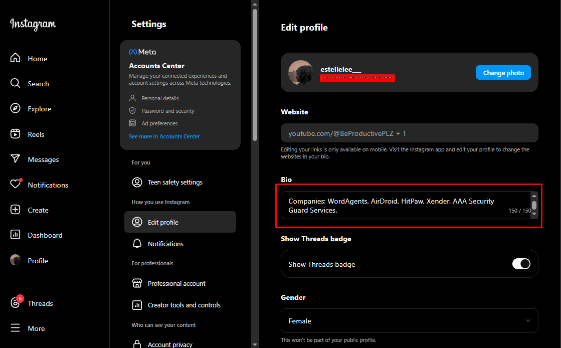 Changing your email from your profile on desktop 2