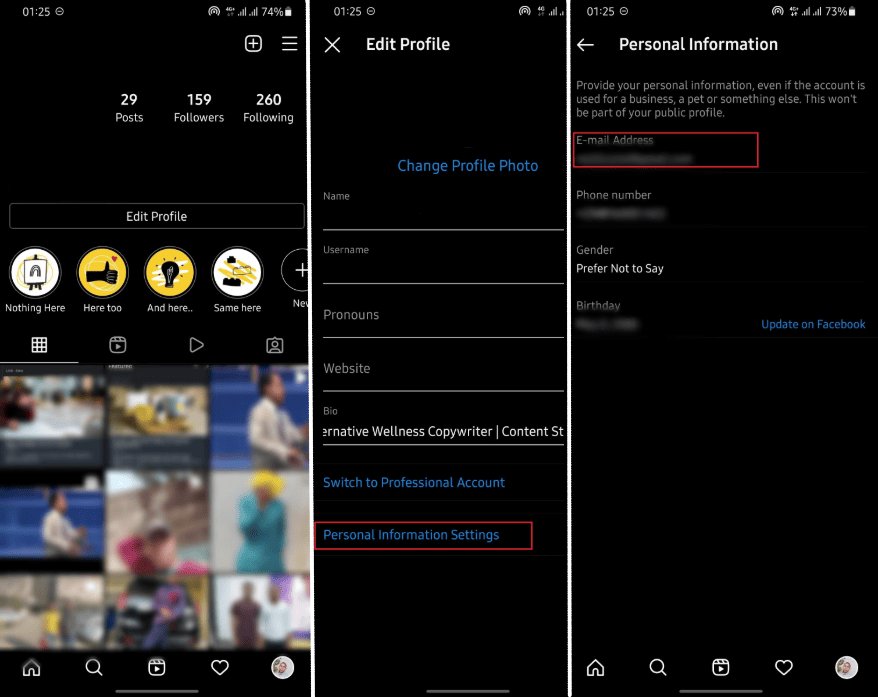 Changing your email from your profile on moblie
