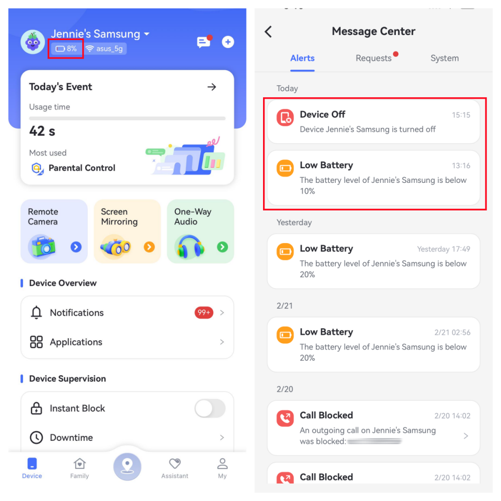 controllare lo stato del dispositivo con AirDroid