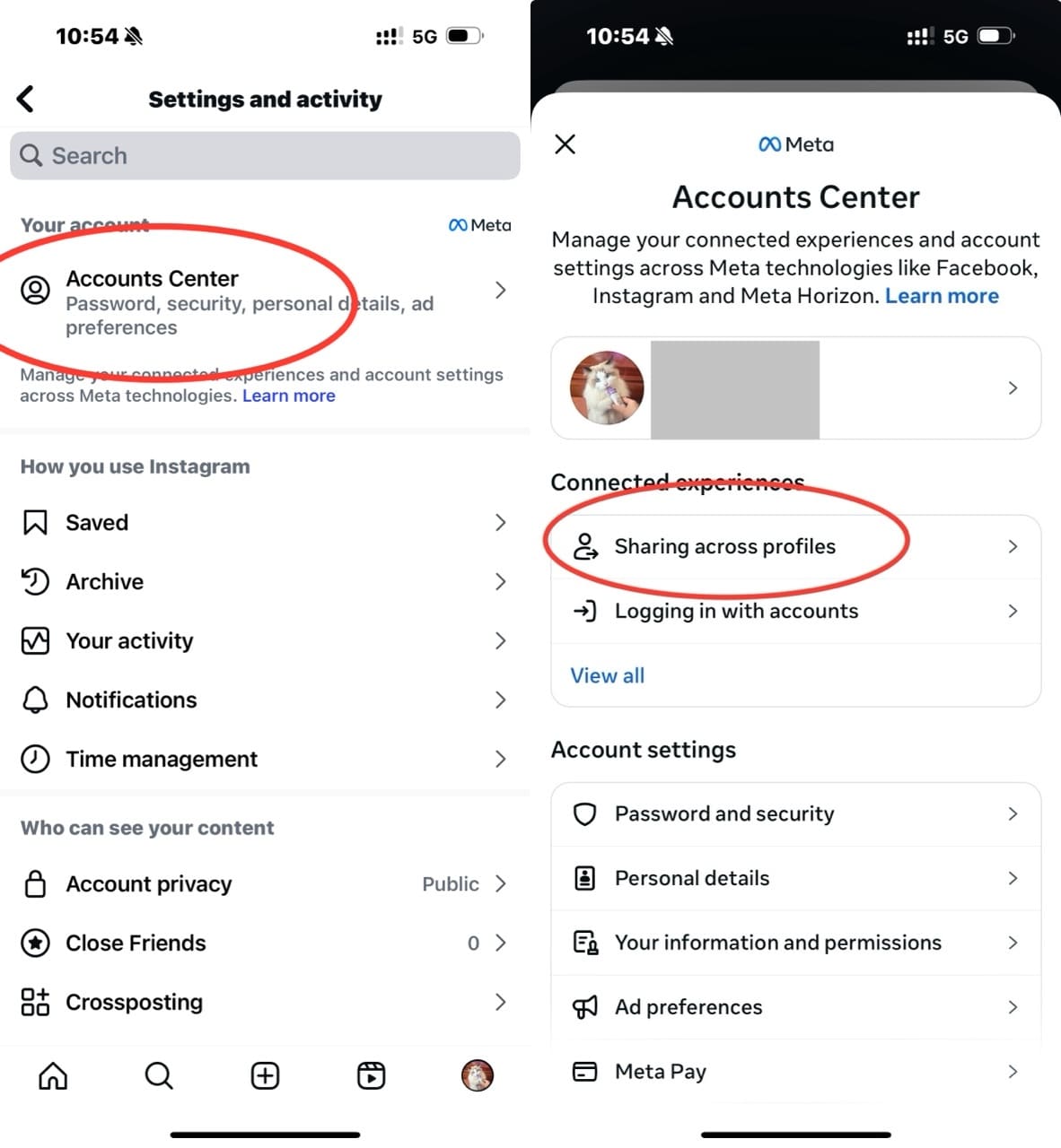 check Instagram linked accounts