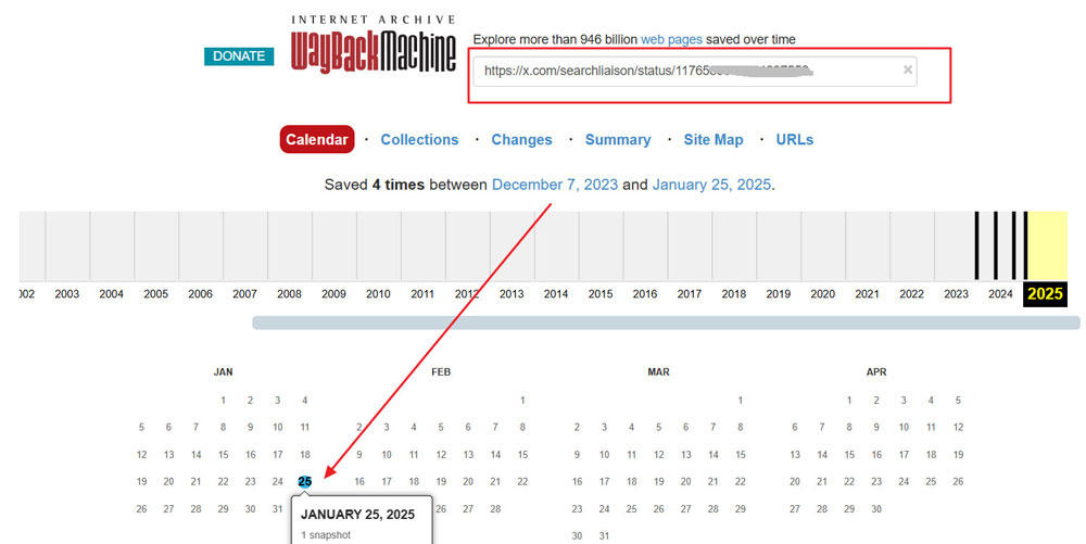 check Twitter archived sites