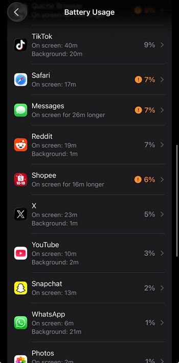 check unknown apps rapidly draining the battery