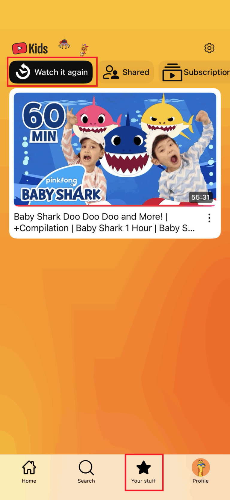check youtube kids history