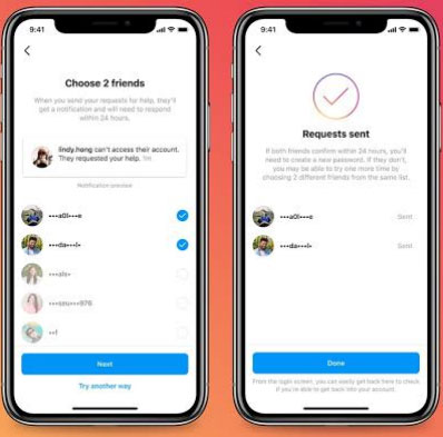 choose two contacts to help you verify Instagram account