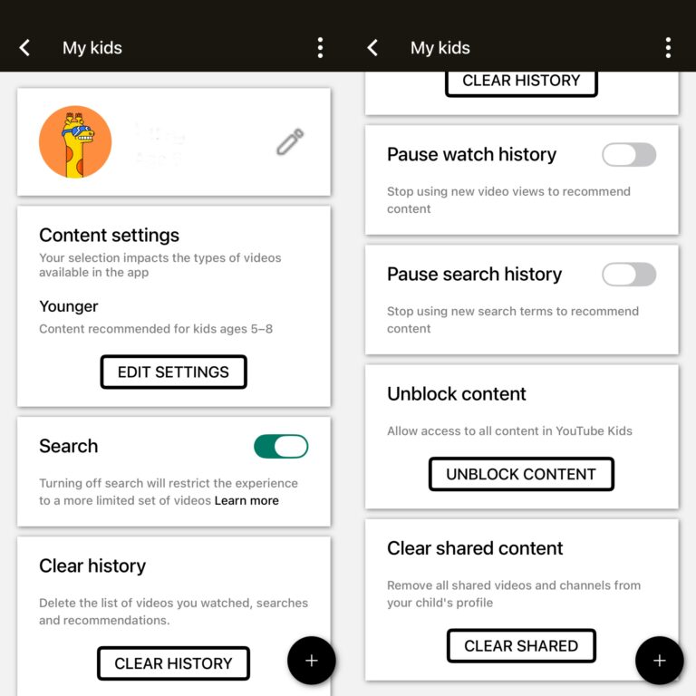 clear or pause youtube kids history