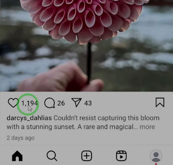 click Instagram post likes or comments