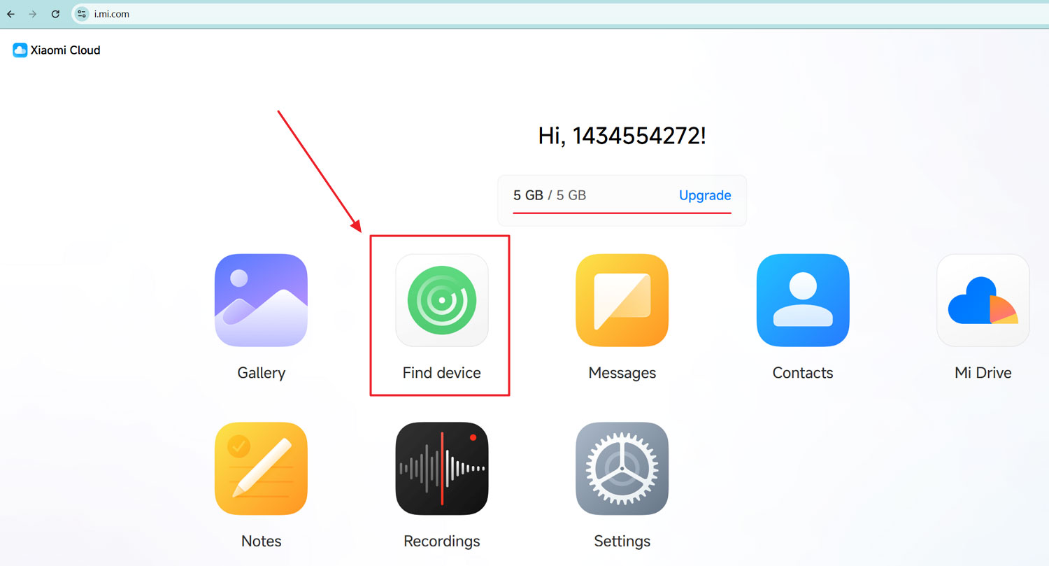 clicca sulla scheda Find Device