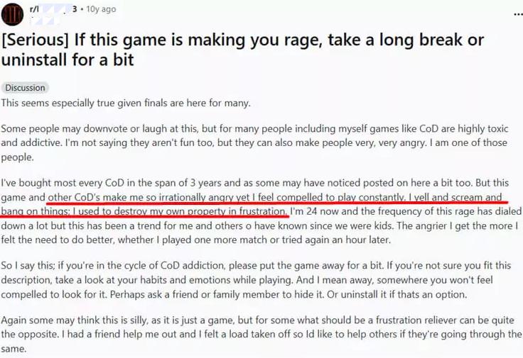 Aggressive emotion and anger issues caused by Call of Duty game for kids