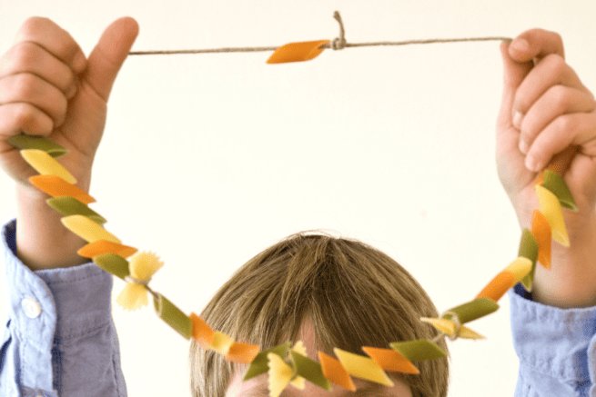 Colorful Pasta Necklaces Works Display