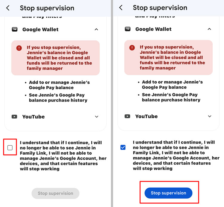 confirm Stop supervision