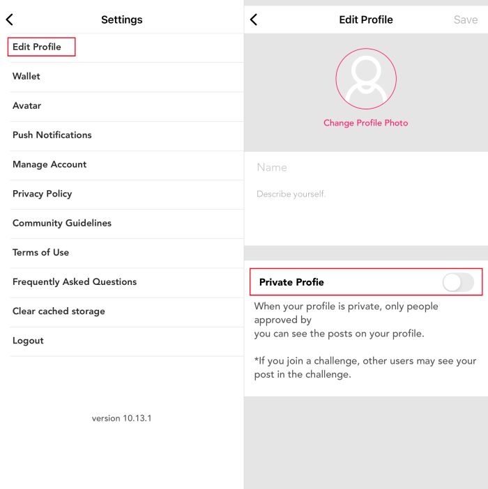 Coverstar private account settings