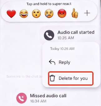 delete Ins call history on Android
