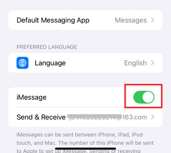 disable iMessage