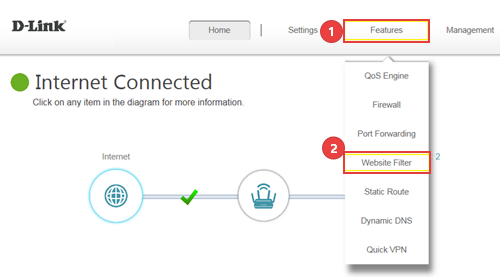 D-Link web filter settings