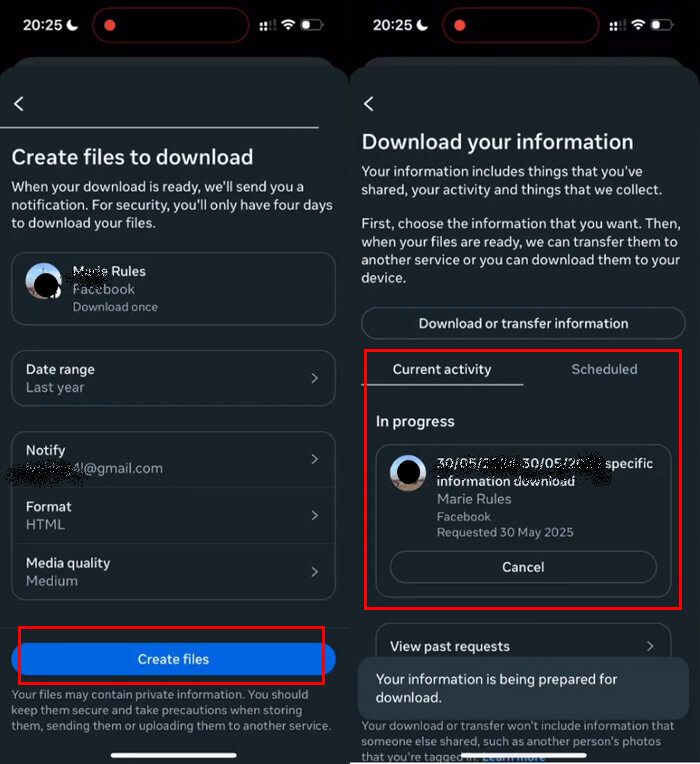 Download information in Messenger