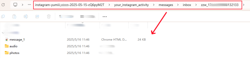 downloaded Instagram message location