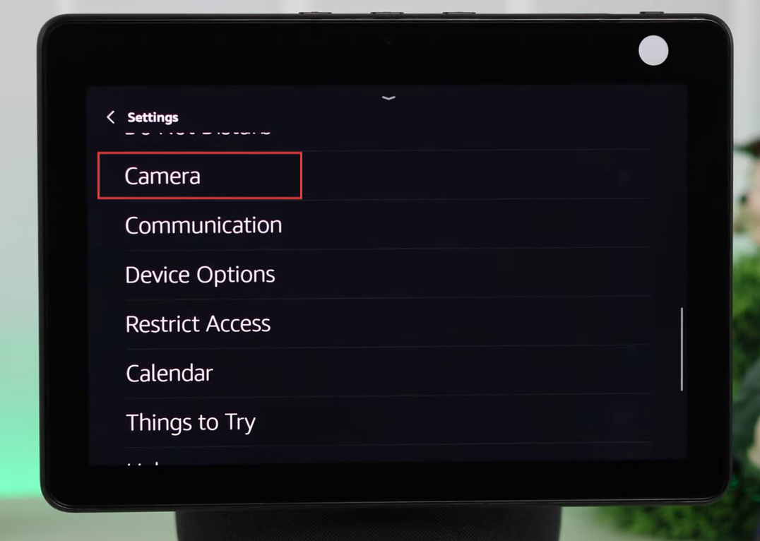 Echo Show camera settings