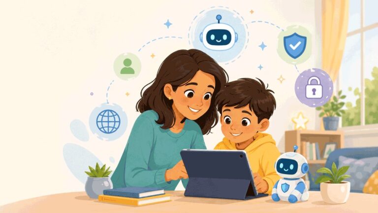 Parent and child learning how to use AI safely