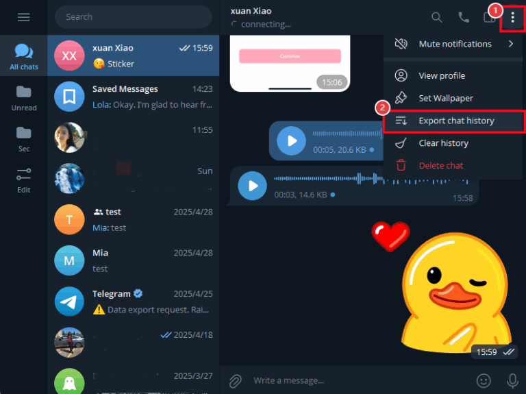 export Telegram chat history on desktop